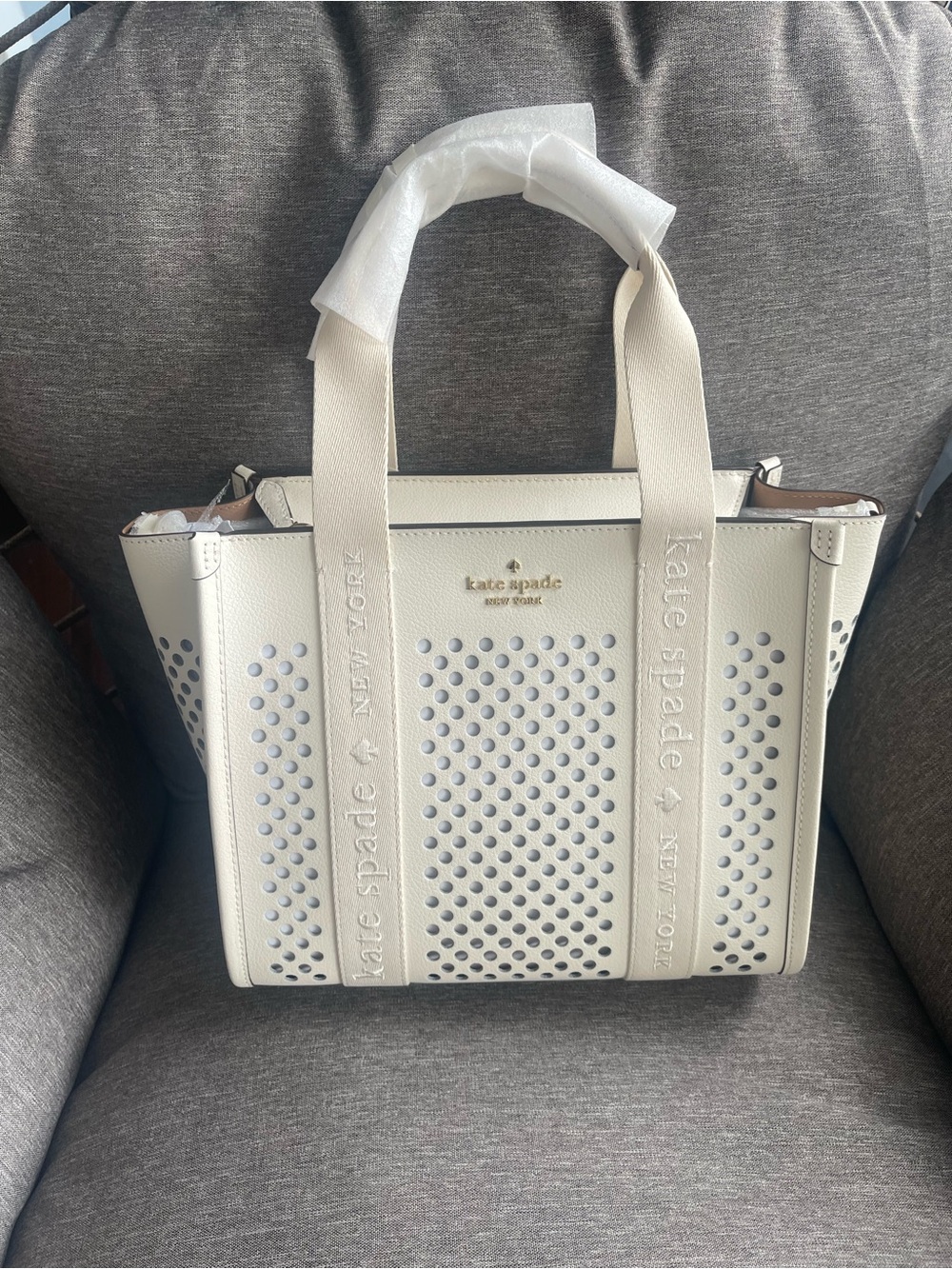 Kip Perforated Leather Small Tote | Kate Spade New York - Picture 2 of 7